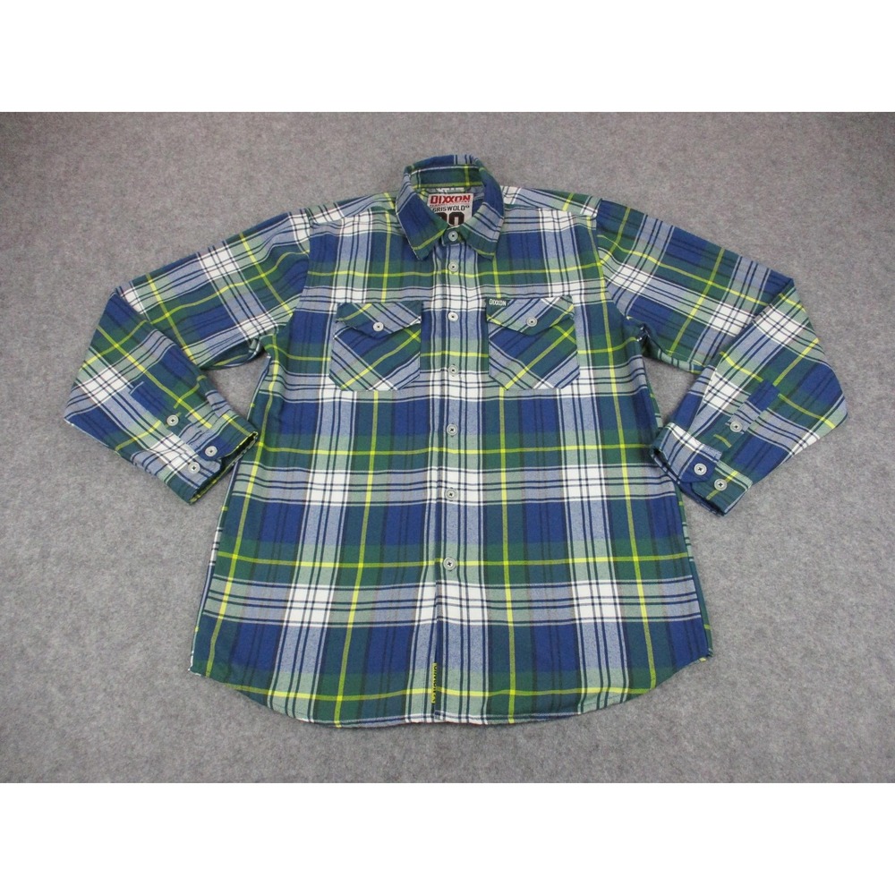 Dixxon Flannel Shirt Mens Medium Blue Green Griswold 00 Plaid Button Up Workwear